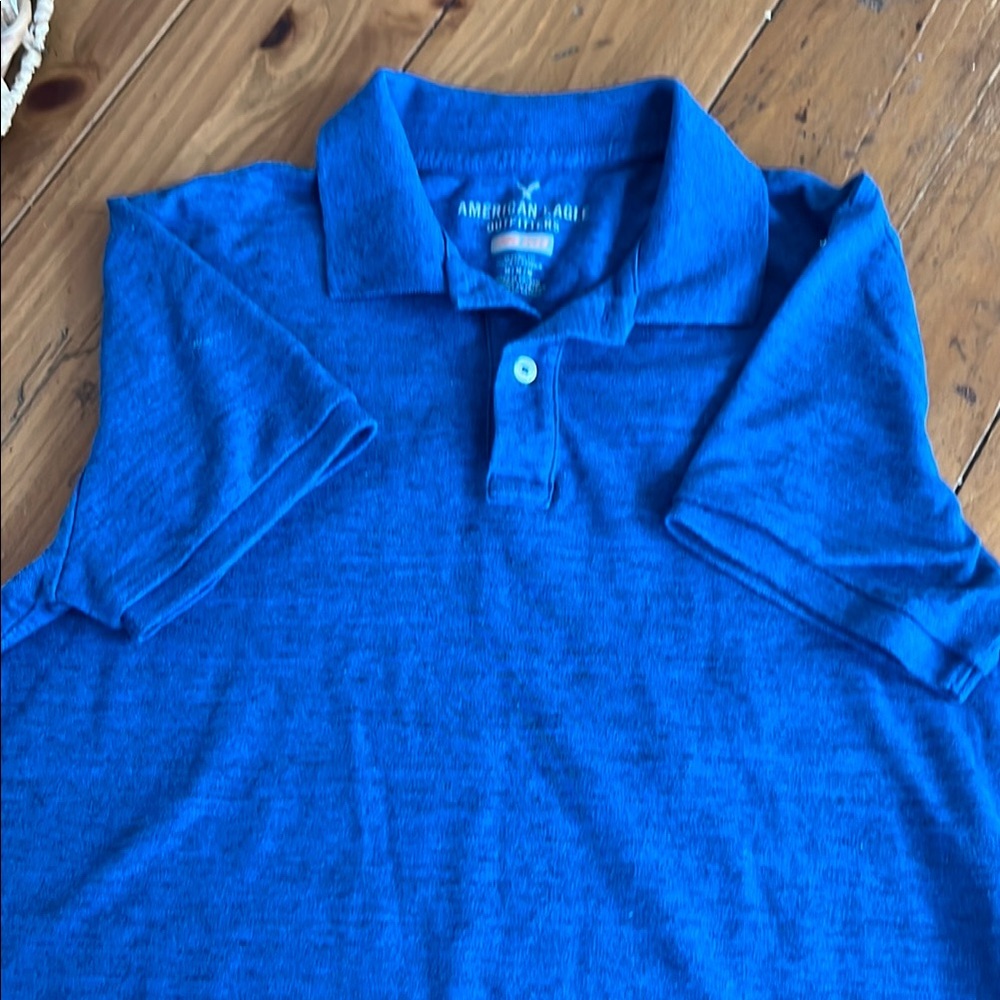 American Eagle Outfitters Blue Polo Shirt Classic Short Sleeve